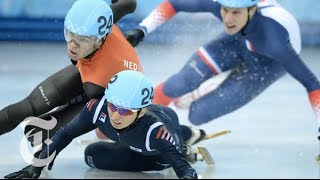 Sochi Olympics 2014  Short Track Speedskating Nascar on Ice  The New York Times [upl. by Etnoid]