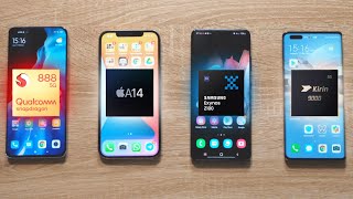 Snapdragon 888 vs A14 Bionic Exynos 2100 y Kirin 9000 DUELO DE PROCESADORES [upl. by Sivatco418]