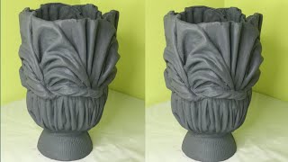 Simple Cement Pot at home Using ClothDiyCement Craft Ideas [upl. by Frick]