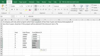 How to assess a project Payback and Discounted payback Excel method [upl. by Kcirreg]