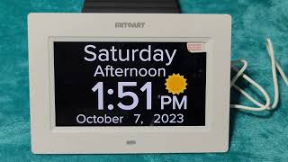 Mitoart Digital Calendar Day Alarm Clock Review IT DOUBLES AS A SMALL DIGITAL PICTURE FRAME [upl. by Fleischer]