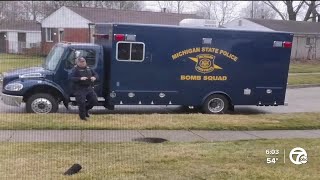 MSP Bomb Squad cleaning up gas canisters shrapnel from Clinton Twp explosion [upl. by Tillman]