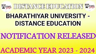 BHARATHIAR UNIVERSITY  DISTANCE EDUCATION  AY  2023  NOTIFICATION RELEASED  talkingtamila [upl. by Eymaj]