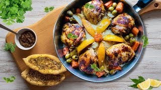 MOROCCAN CHICKEN TAGINE WITH COUSCOUS  CHICKEN TAGINE WITH PRESERVED LEMONS  BEST SHABBAT DINNER [upl. by Anirahs57]