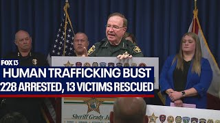 Polk County human trafficking bust leads to 228 arrests 13 victims rescued [upl. by Sathrum89]