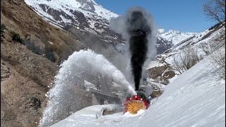 DFB Dampfschneeschleuder R12 im Frühlingsschnee 2021 Steam snow plough in the swiss mountains [upl. by Trula]