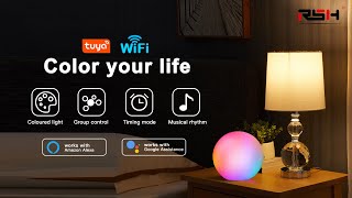 RSH Tuya WiFi Smart Lamp RGB Dimmable APP Voice Control Compatible with Google Alexa  Round [upl. by Romilda]