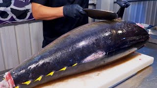 Worlds Sharpest Tuna Knife！Superb yellowfin Tuna cutting skill Luxurious sashimi  最鋒利的刀！黃鰭鮪魚切割技能 [upl. by Bo]