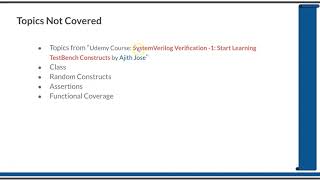 Course  Systemverilog Verification 2  L91  Summary [upl. by Ymmor]