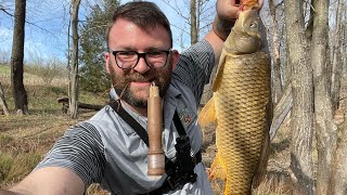 Fishing for BIG CARP on a TINY hand reel Record size for Daggerfish Gear [upl. by Ydde]