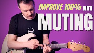 MUTING strings technique  guitar lesson  tutorial [upl. by Marilee]