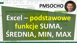 EXCEL  Podstawowe funkcje SUMA ŚREDNIA MIN MAX [upl. by Bryana]