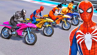 MOTOS com HOMEMARANHA e SUPERHERÓIS Desafio de Motos PLANADORAS com SpiderMan  GTA V [upl. by Namreg884]