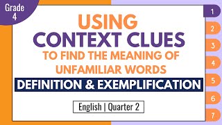 Context Clues Definition and Exemplification  English 4 Q2 Week 1 [upl. by Ardni]