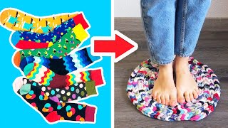 Сonvert old socks into useful doormat CREATIVE IDEA FOR OLD SOCKS [upl. by Nahsrad]