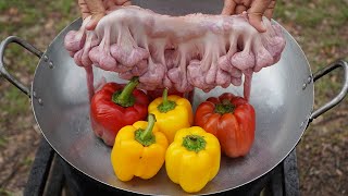 Fried Chitlins Recipe  Chitterlings and Bell Pepper Recipe  How to Cook Chitterlings in my Village [upl. by Hankins]