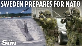 Sweden’s military readies fighter jets submarines naval fleet and troops ahead of joining NATO [upl. by Jordain630]