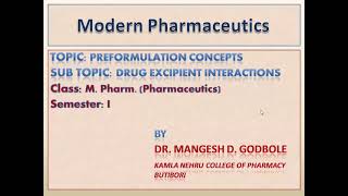 Drug excipient interactions part 4 Preformulation studies [upl. by Eelahs]