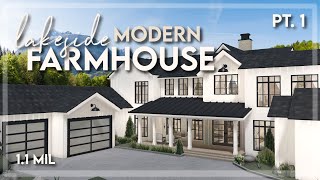 Bloxburg  Lakeside Modern Farmhouse  Speedbuild Part 12  Lakeside Residences [upl. by Kolnos]