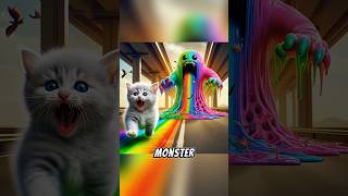 kitten chased by rainbow slime cat cats catvideos cutecat catlover [upl. by Noguchi]