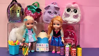 Back to school shopping  Elsa amp Anna toddlers  Barbie dolls  backpack  lunch bag supplies [upl. by Rollins]