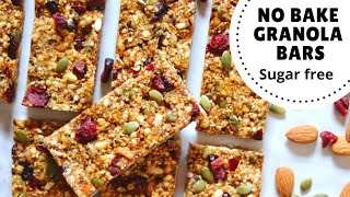 Granola Bar Recipe  SugarFree NoBake amp Without Oven [upl. by Rednaskela]