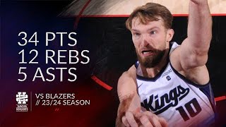 Domantas Sabonis 34 pts 12 rebs 5 asts vs Blazers 2324 season [upl. by Prima]