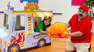 Jannie Pretend Play Cooking Giant Chicken With BBQ Food Truck Playset Toys [upl. by Itsym]