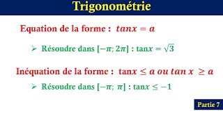 trigonométrie  équation de la forme tanx  a  partie 7 [upl. by Tova]