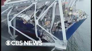 Inside look at massive salvaging effort at Baltimore bridge collapse site [upl. by Ianteen]