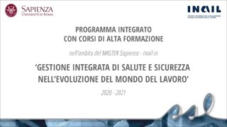 Master SapienzaInail  Corso di alta formazione CRISTINA DI TECCO INAIL  15032021 [upl. by Grieve]