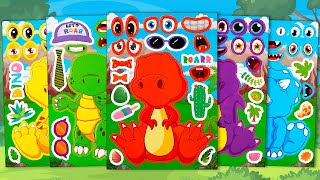 CUTE DINOSAUR STICKER BOOK MAKEOVER  FUNNY STICKER ACTIVITY [upl. by Llehcear75]