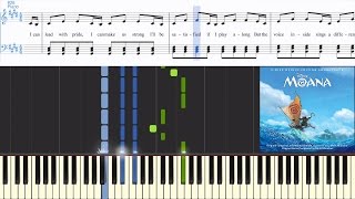 Aulii Cravalho  How Far Ill Go from Moana Synthesia Piano Tutorial wLyrics [upl. by Ahsillek]