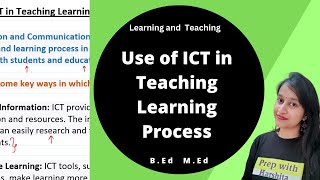 Use of ICT in Teaching Learning Process  Learning and Teaching [upl. by Atiekan485]