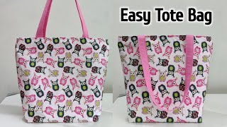 ZIPPERED TOTE BAG TUTORIAL  Simple Tote Bag with Lining  Shopping bag cutting and stitching  Bags [upl. by Yeniffit397]