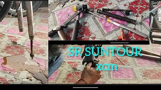 how to repair mtb fork  SR SUNTOUR XCM  bicycle fork service  cycle fork repair video [upl. by Oznole]