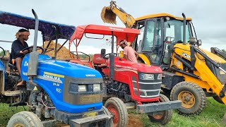 Jcb 3dx Eco Excellence Machine Loading Red Mud In Mahindra and Sonalika Tractor  Jcb Tractor Video [upl. by Nylrac337]