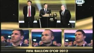 FIFA Balón De Oro 2012  Ballon DOR 2012  Lionel Messi Iniesta y Cristiano [upl. by Kcaz]