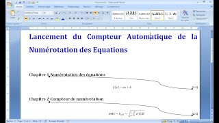 Numérotation automatique des équations dans le ms word 2007 2010 [upl. by Ydassac]