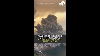 Italys Stromboli volcano erupts produces volcanic lightning 🌋⚡ [upl. by Anomahs]