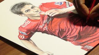 Steven Gerrard Pen Drawing  Liverpool FC  DeMoose Art [upl. by Relluf]