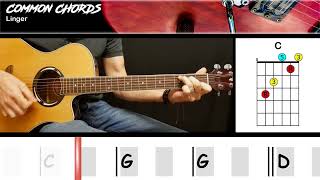 Linger  The Cranberries  EASY GUITAR CHORDS  Common Chords [upl. by Rokach]