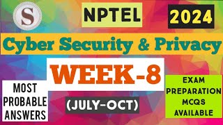 Cyber Security and Privacy  Week8 Assignment Answers 2024  NPTEL nptel2024 [upl. by Bopp]