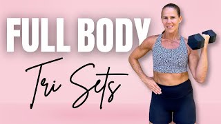 45 MIN FULL BODY TRI SETS with Dumbbells  Strong amp Lean [upl. by Wehtta615]