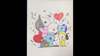 Dibujo BTS con Plumones IFORU [upl. by Akiemat]