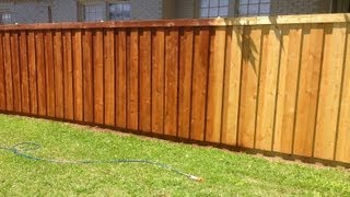 How we Stained our New Cedar Wood Fence [upl. by Ailedua]