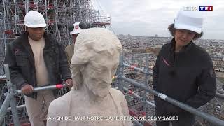 Reconstruction de NotreDame de Paris  les statues renaissent au sommet de la cathédrale [upl. by Anadroj]