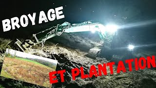 chantier de plantation de peupliers broyage et plantation à lobus kobelco sk 180 [upl. by Sessler45]