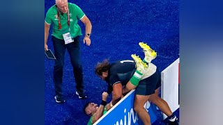 Pierre Schoeman sends Dan Sheehan flying over the hoardings in Ireland vs Scotland [upl. by Assennev]