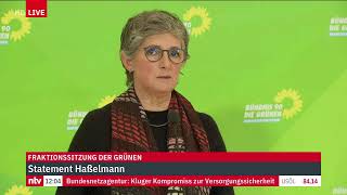 LIVE Statement von GrünenPolitikerin Britta Haßelmann zur Fraktionssitzung [upl. by Elreath]